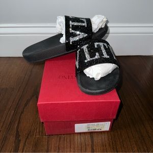 Rare Valentino Garavani Crystal Embellished Slides